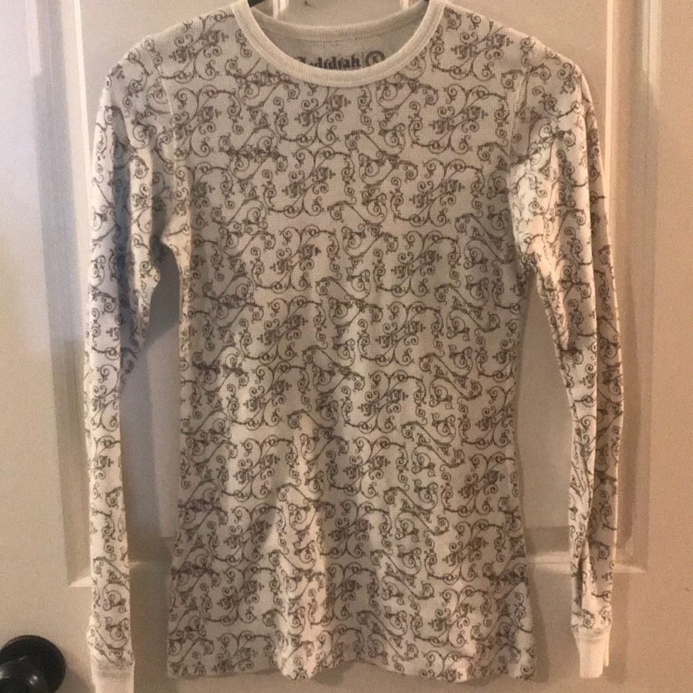 Brown and white/cream swirling long sleeve